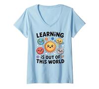Mujer Teacher Space Science Learning Is out of World Camiseta Cuello V