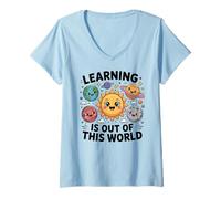Mujer Teacher Space Science Learning Is out of World Camiseta Cuello V