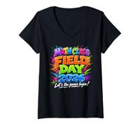 Mujer Teacher Student Field Day Let The Games Begin Math Field Day Camiseta Cuello V