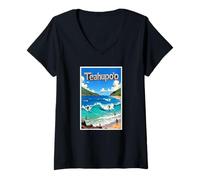 Mujer Teahupo'o Tahiti Surf y Sol Camiseta Cuello V