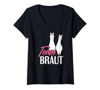 Mujer Team Bride JGA Alpaca Lama Team Bride Camiseta Cuello V