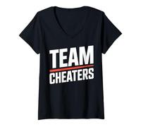 Mujer Team Cheaters Statement Camiseta Cuello V