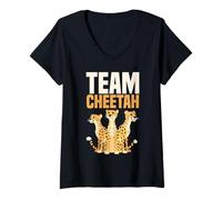 Mujer Team Cheetah Wildlife Big Cat Speed Runner Spirit Camiseta Cuello V