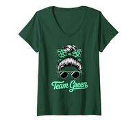 Mujer Team Green Jornada de Campo a Juego Spirit Week México Maestro Camiseta Cuello V