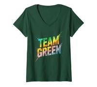 Mujer Team Green Torneo Field Day Competición Deportes Mexicanos Camiseta Cuello V