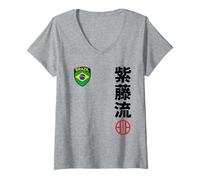 Mujer Team Karate Shito Ryu Brazil Flag Japanese Martial Arts Camiseta Cuello V
