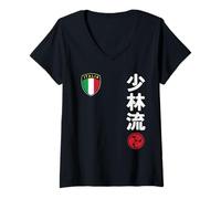 Mujer Team Karate Shorin Ryu Italy Flag Japanese Martial Arts Camiseta Cuello V