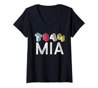 Mujer Team MIA Primer Nombre Personalizado Retro Camiseta Cuello V