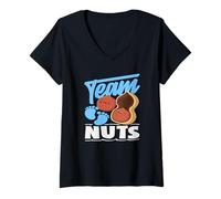 Mujer Team Nuts Funny Gender Reveal Party Blue Boy Anuncio Camiseta Cuello V