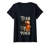 Mujer Team Punch Japan Baby Monkey Punch Camiseta Cuello V