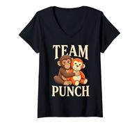 Mujer Team Punch Mono Lindo Bebé Japón Camiseta Cuello V