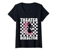 Mujer Teatro Director Teatro Máscara Drama Comedia Teatro Chica Mamá Camiseta Cuello V