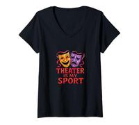 Mujer Teatro es mi Teatro Deportivo niños diversión Drama Club Arte Camiseta Cuello V
