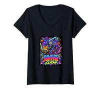 Mujer Tech War Cats Clash, Space Cats Illustration Graphic Cartoon Camiseta Cuello V