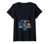Mujer Técnico de turbina eólica Life Wind Turbine Camiseta Cuello V