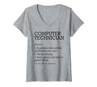 Mujer Técnico en computación Definición de trabajo Personalizado Divertido Camiseta Cuello V