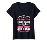 Mujer Tecnología de la Información Mamá Mamá Maestra de Ciencias Camiseta Cuello V