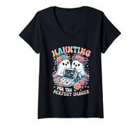 Mujer Tecnología de ultrasonido Retro Halloween Echo Tech Vascular Tech Camiseta Cuello V