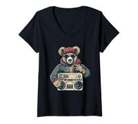 Mujer Teddy Bear Street Rap Hip Hop Ghetto Blaster Drip Swag Urban Camiseta Cuello V