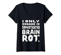 Mujer Teenage Laughter - Sophisticated Brain Rot Camiseta Cuello V