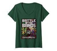 Mujer Teenage Mutant Ninja Turtles Battle of the Bands '84 Cartoon Camiseta Cuello V