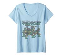 Mujer Teenage Mutant Ninja Turtles Comic Group and Logo Camiseta Cuello V