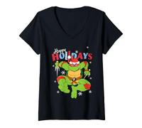 Mujer Teenage Mutant Ninja Turtles Happy Holidays with Raphael Camiseta Cuello V