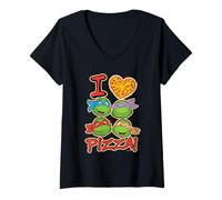 Mujer Teenage Mutant Ninja Turtles I Heart Pizza Camiseta Cuello V