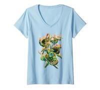 Mujer Teenage Mutant Ninja Turtles IDW Leap Attack Cover Camiseta Cuello V