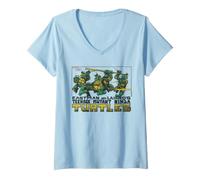 Mujer Teenage Mutant Ninja Turtles Leaping Over Logo Camiseta Cuello V