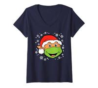 Mujer Teenage Mutant Ninja Turtles Michaelangelo Christmas Hat Camiseta Cuello V