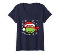 Mujer Teenage Mutant Ninja Turtles Raphael Christmas Hat Camiseta Cuello V