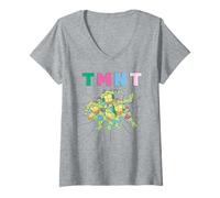 Mujer Teenage Mutant Ninja Turtles Retro Pastel Pop Camiseta Cuello V
