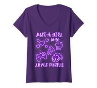 Mujer Teens Just A Girl Who Loves Purple Joy Womens Purple Color Camiseta Cuello V
