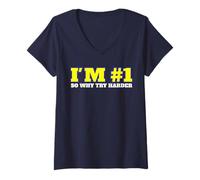 Mujer TeeWham Camiseta I'm #1 So Why Try Harder Shirt tee Camiseta Cuello V