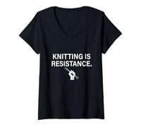Mujer Tejer Es Resistencia Feminista Craftivismo Tejedor Hecho A Mano Camiseta Cuello V