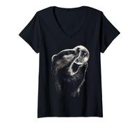 Mujer Tejón rústico sosteniendo Luna luz de Luna estética Animal Arte Camiseta Cuello V