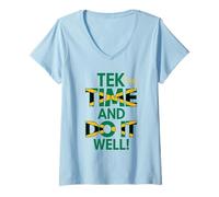Mujer tek Yuh Tiempo Y Hazlo Bien Proverbios Jamaicanos Y Significado Camiseta Cuello V
