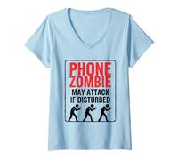 Mujer Teléfono Zombi Puede atacar si se perturba Camiseta Cuello V