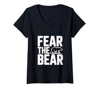 Mujer Teme al Oso para los Amantes de la Vida Silvestre Camiseta Cuello V