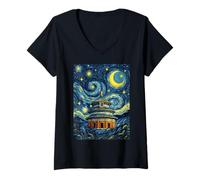 Mujer Templo del Cielo Beijing Noche Estrellada Historia del Arte Presente Camiseta Cuello V