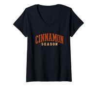 Mujer Temporada de Canela Otoño Otoño Hornear Especias Cozy Camiseta Cuello V