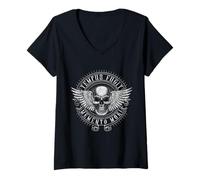 Mujer Tempus Fugit Memento Mori Frase latina Camiseta Cuello V