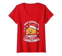 Mujer Ten una Navidad cursi y Divertida Amante del Queso Camiseta Cuello V