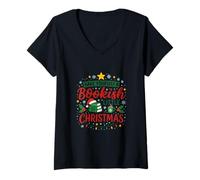 Mujer Ten una pequeña Navidad Bookish - Lectura acogedora Camiseta Cuello V
