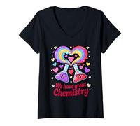 Mujer Tenemos una Gran química Ciencia Amor día de San Valentín Camiseta Cuello V