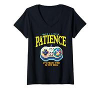Mujer Tener Paciencia Soy de 16-bit Era Funny Arcade Gamer Joke Camiseta Cuello V