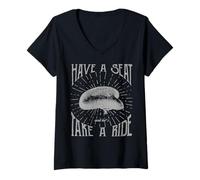 Mujer Tener un Asiento Take A Ride Sillín de Bicicleta Vintage Camiseta Cuello V
