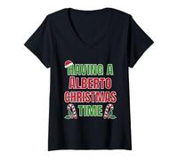 Mujer Tener un Nombre de reunión Familiar de Alberto Christmas Time Camiseta Cuello V