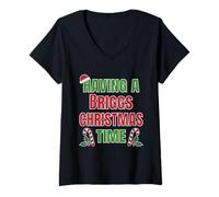 Mujer Tener un Nombre de reunión Familiar de Briggs Christmas Time Camiseta Cuello V